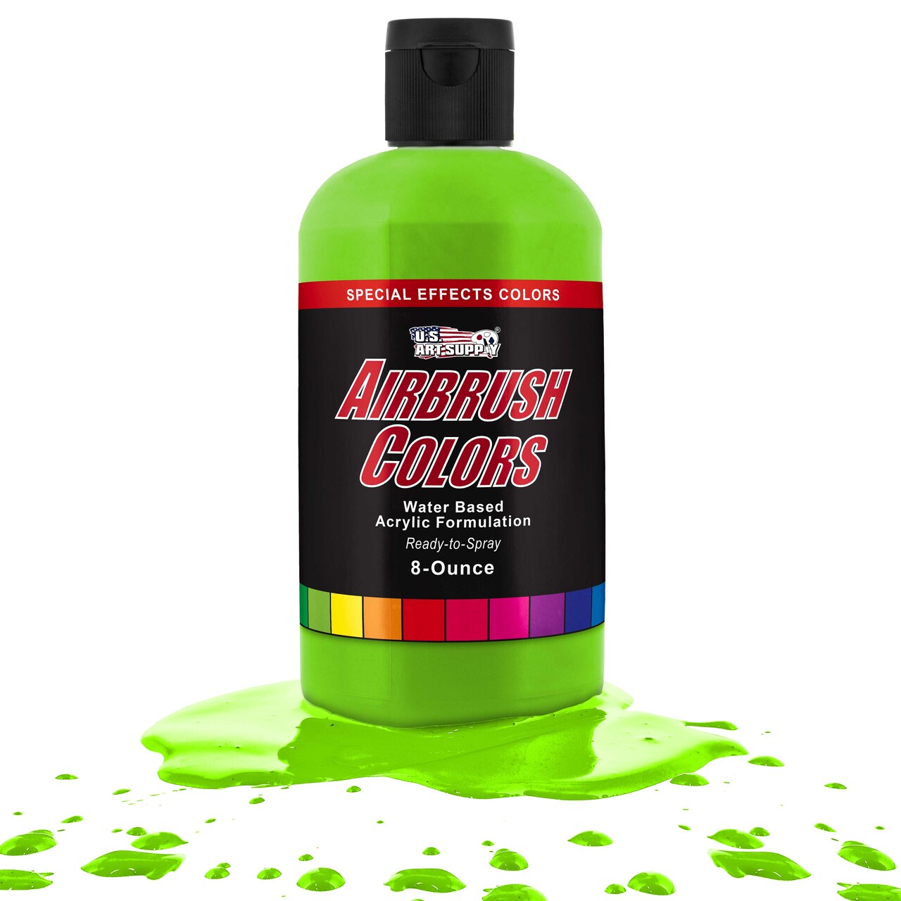 U.S. Art Supply Neon Green Acrylic Special Effects Airbrush Paint - 8oz Ready to Spray Air Brush Paint for Nails, Models, Fabric - Water-Based Air Brush Painting